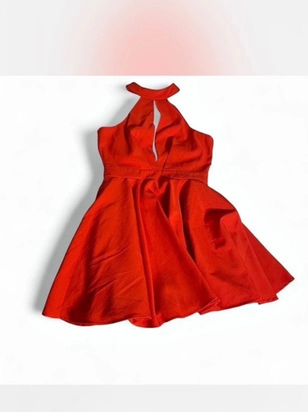 Lulus Burnt Orange Halter A-line Dress Keyhole Neckline.
Size Medium EUC Party